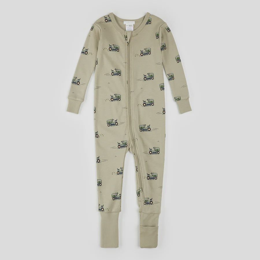 Pyjama bébé pied amovible vert avec tracteur