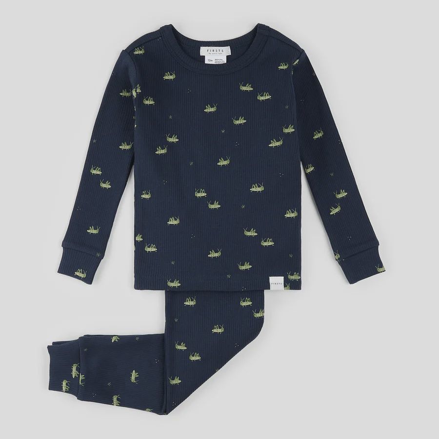 Pyjama bébé 2 pce, marine avec sauterelles