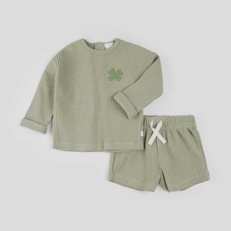 Ensemble 2 pce, chandail et short gaufré