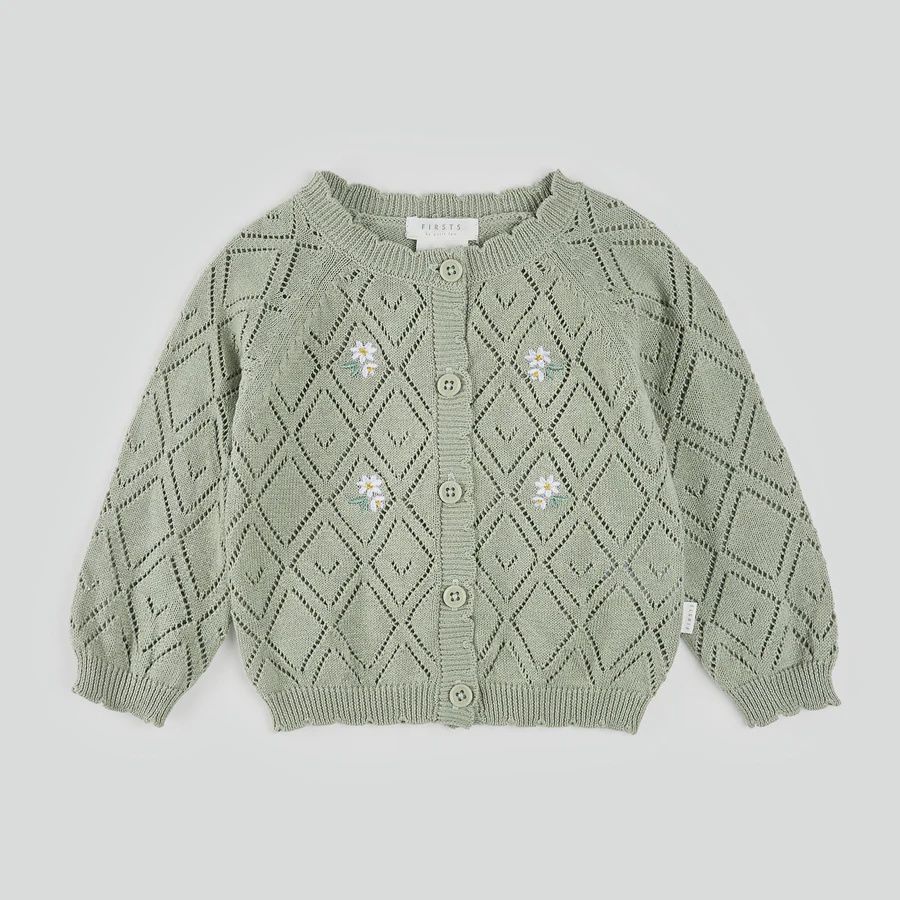 Gillet en maille pointelle sauge