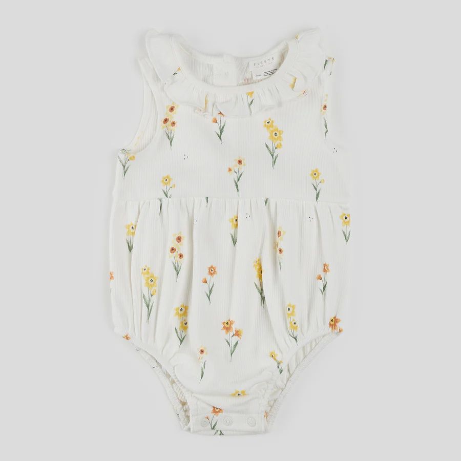 Cache-couche avec col blanc avec jonquilles