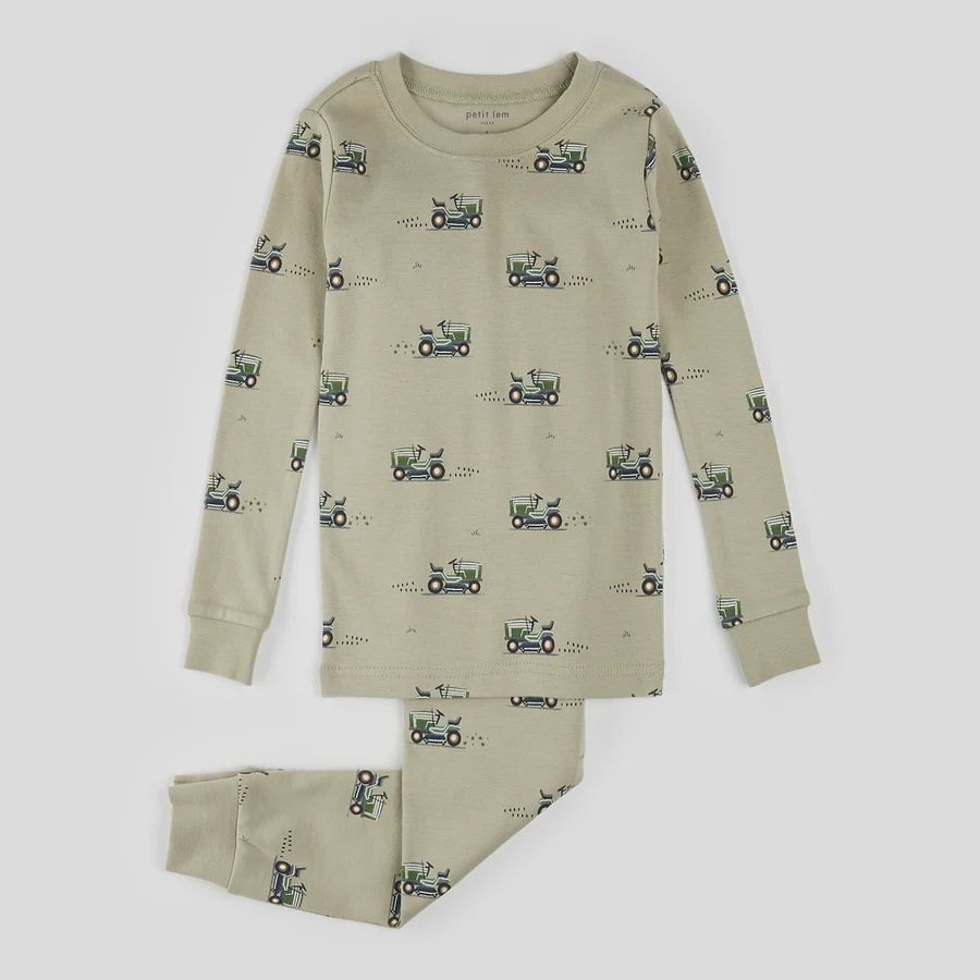 Pyjama 2 pce, vert avec tracteur