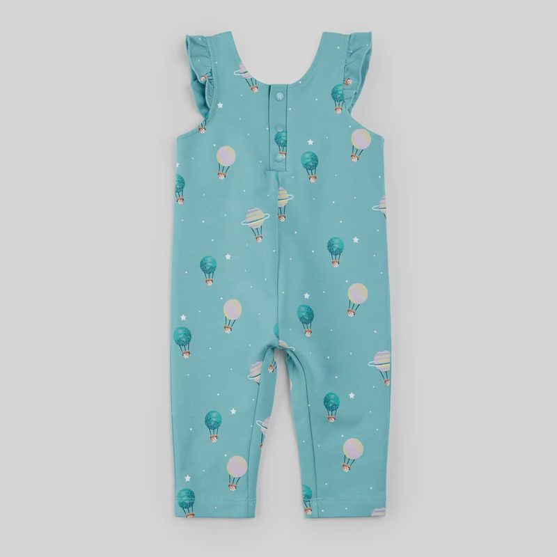 salopettes bleu avec imprimé montgolfières