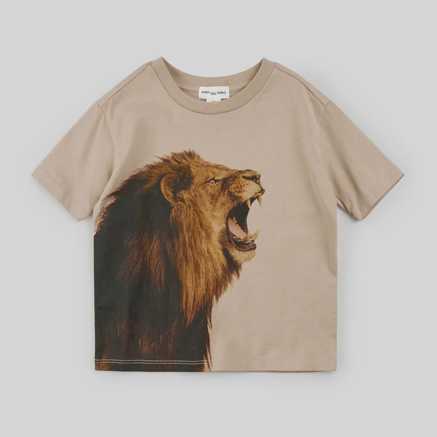 chandail manche courte couleur sable avec imprimé lion, Grandeur: 2 ans