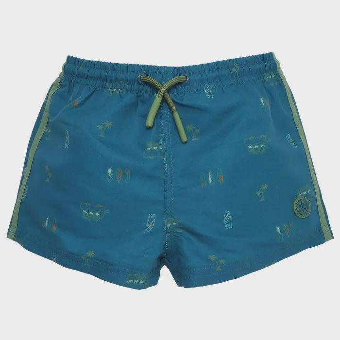 Maillot short bleu et vert surf