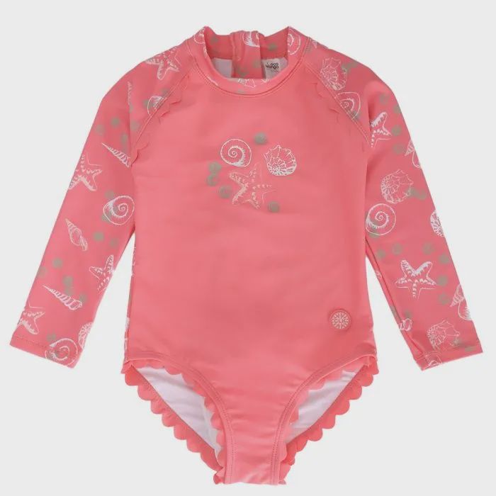 Maillot manche longue rose avec coquillages