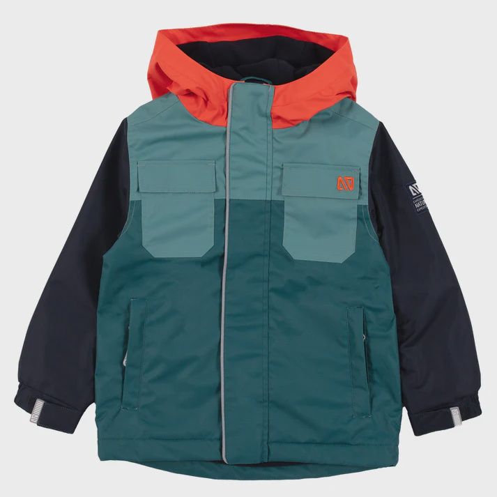Manteaux de printemps color block bleu orange