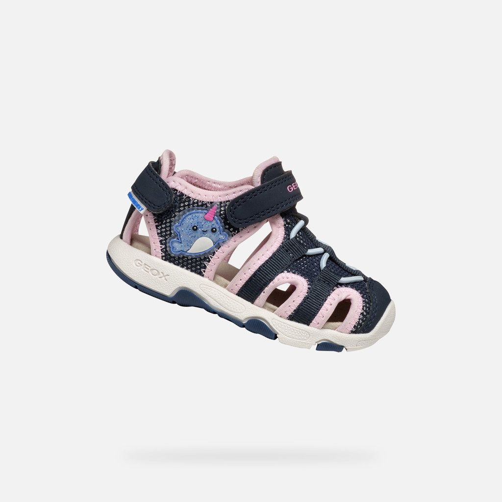 sandale fermé geox bleu marine et rose, Grandeur: 10
