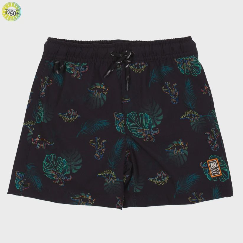maillot de bain noir avec imprimé dinosaures, Grandeur: 2 ans