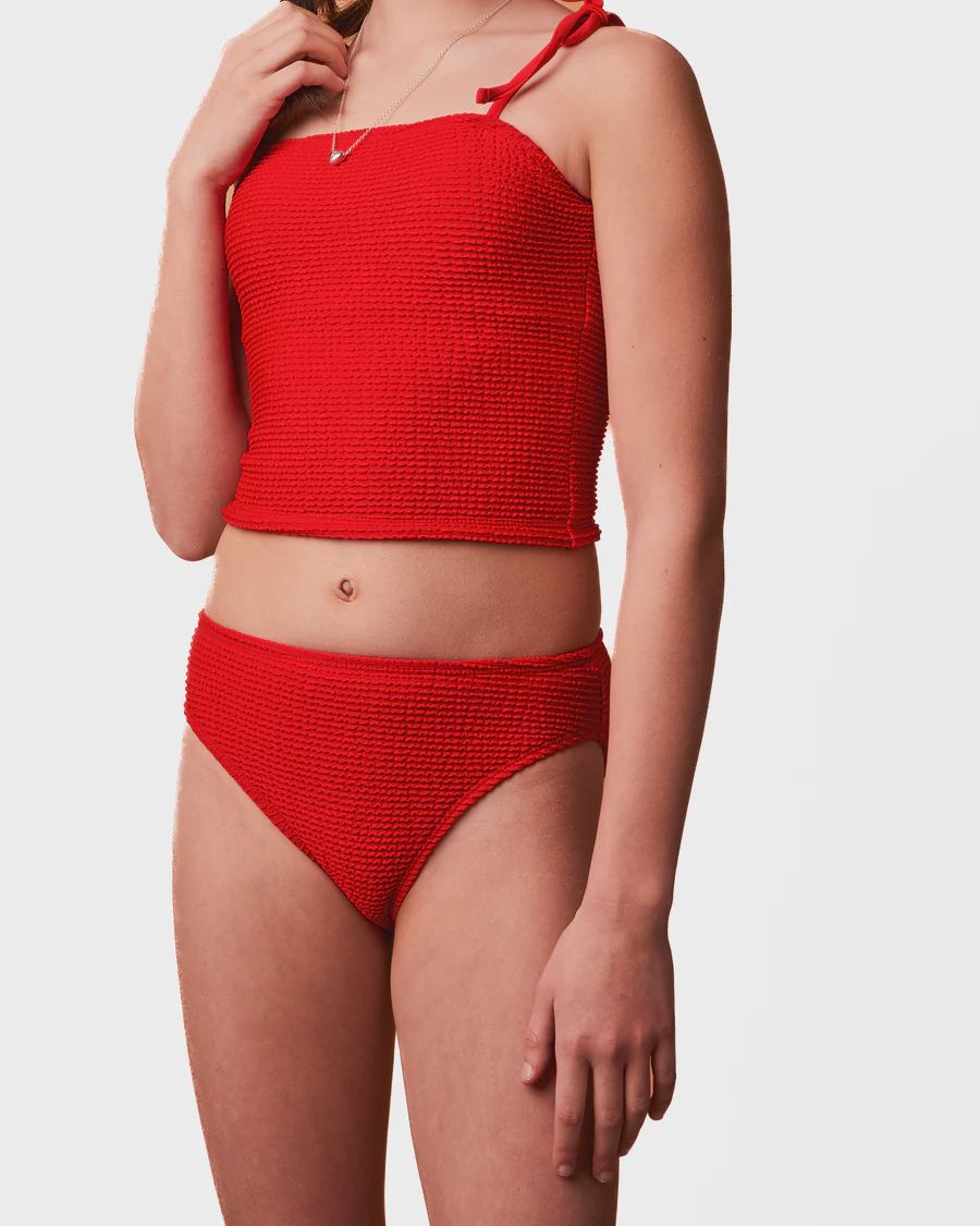 Maillot tankini rouge à bretelles