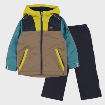 Ensemble de printemps color block brun turquoise