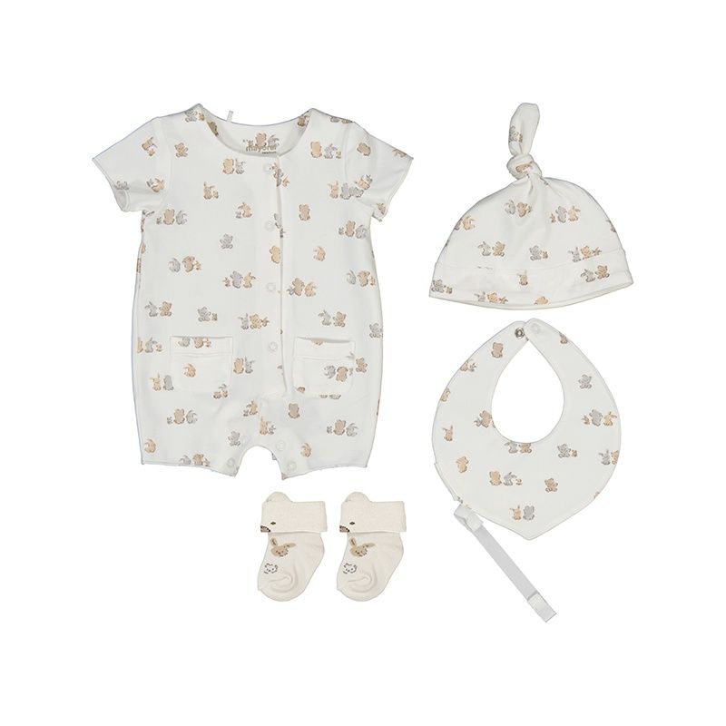 Paquet cadeaux petits animaux blanc et beige 9910