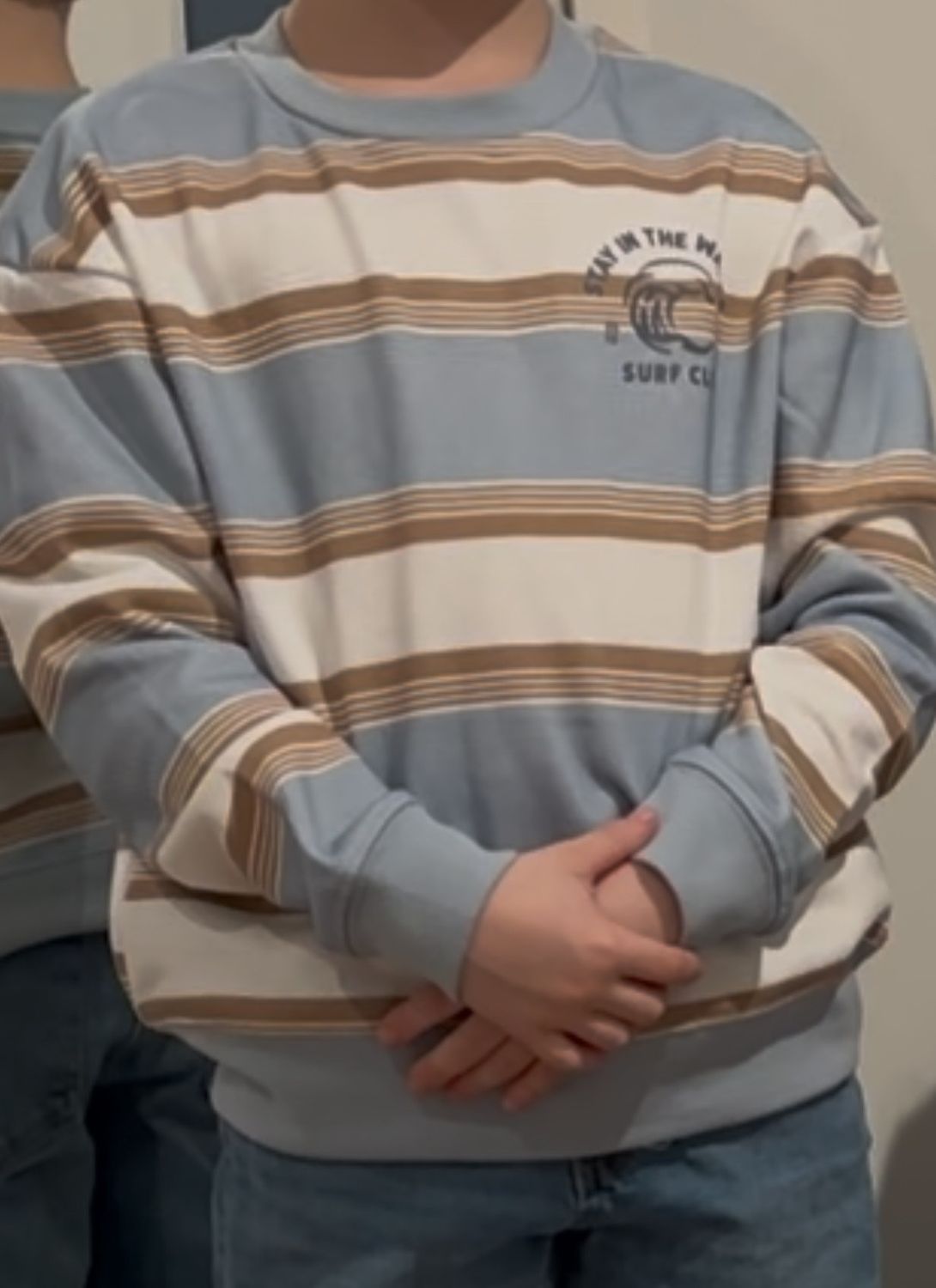 Crew neck rayé blanc brun bleu