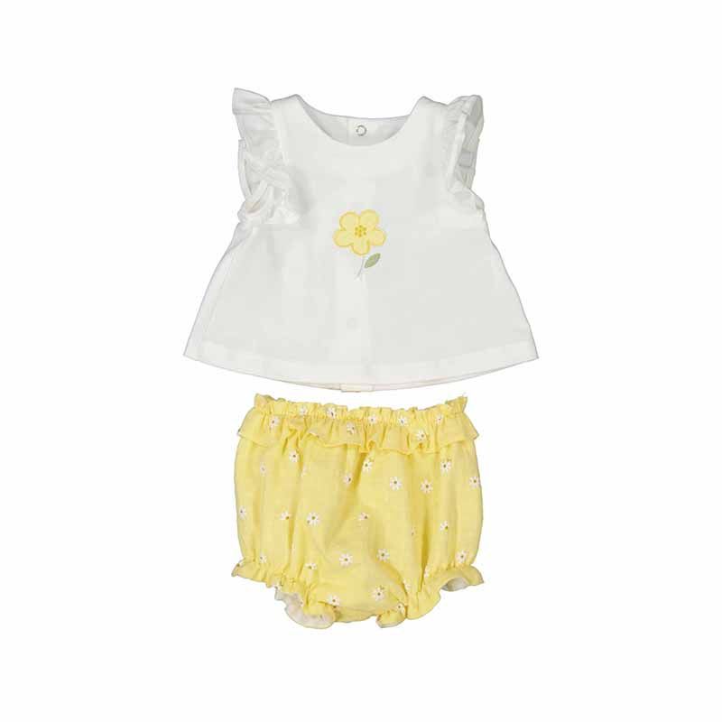 chandail et cache couche blanc et jaune avec fleurs 1255