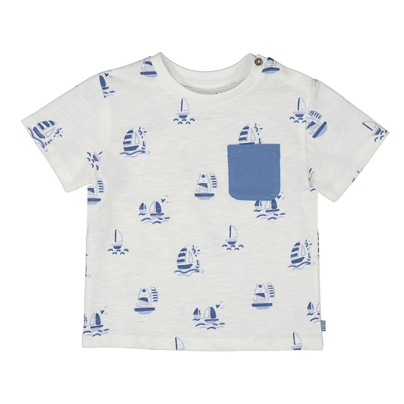 chandail blanc et bleu avec motif bateau 1058