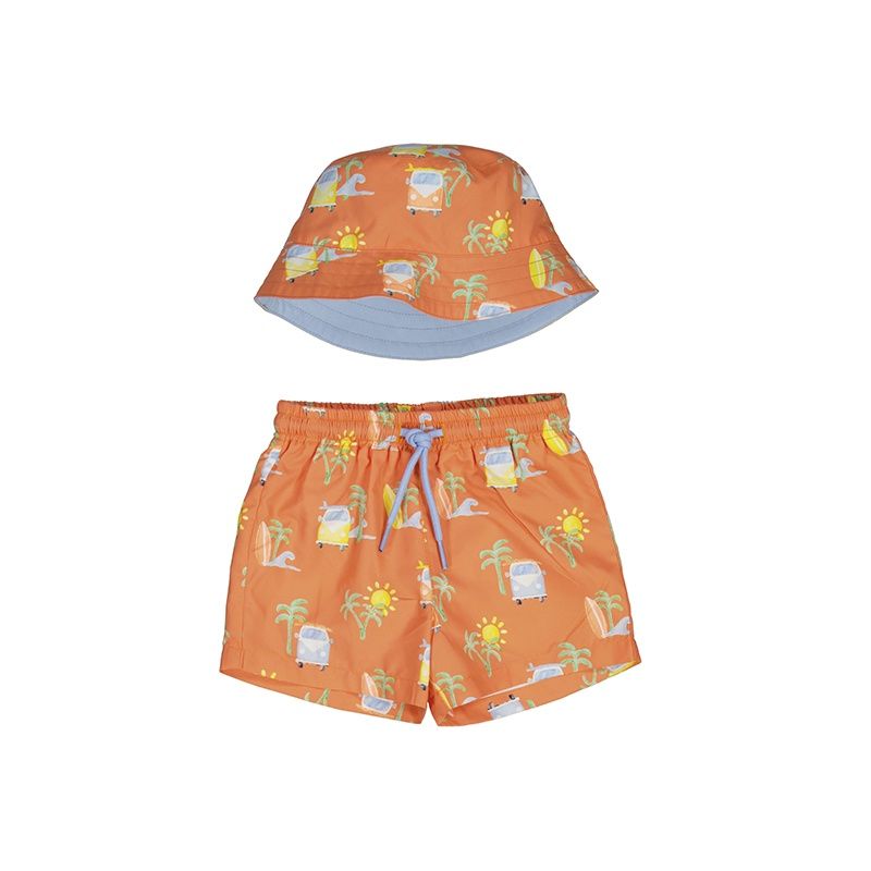 maillot de bain avec chapeau orange ave motif van 1646