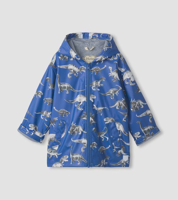 Manteau de pluie bleu avec motifs dinosaures