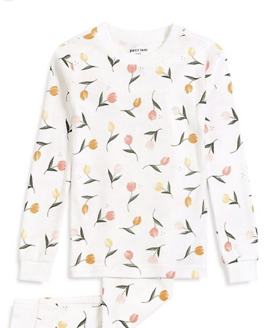Pyjama blanc avec tulipes pâques