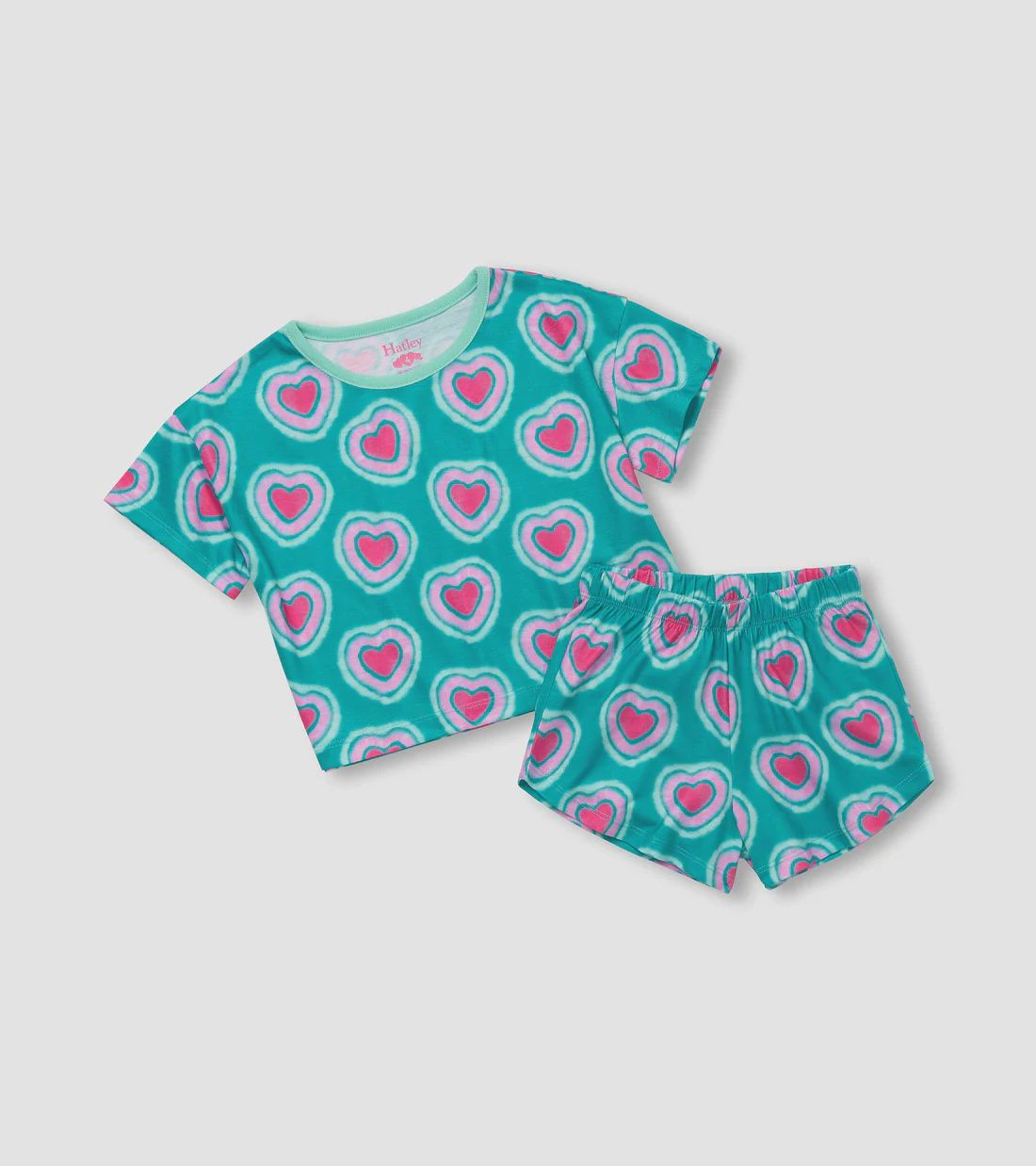 Pyjama court vert avec coeur 1873