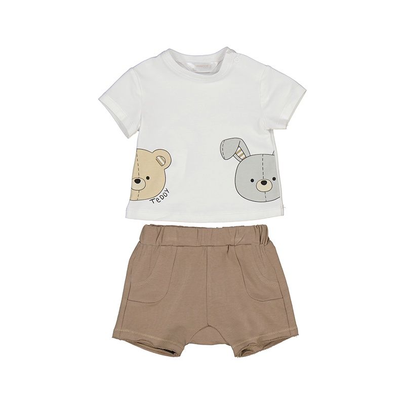 Ensemble T-shirt blanc avec ours et shirt brune 1206