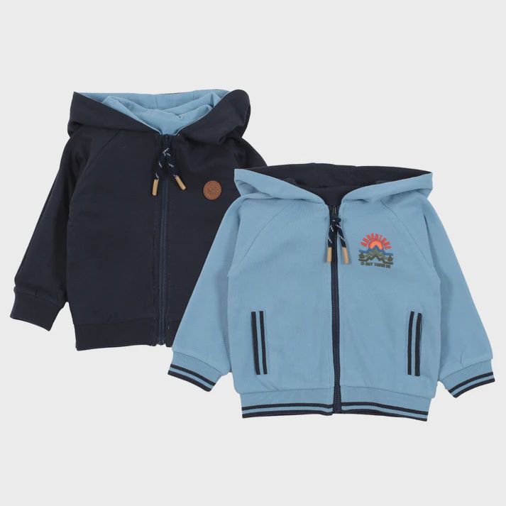 Veste à capuchon réversible  bleu et marine 2553