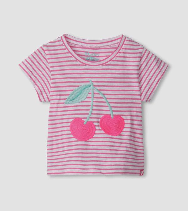 T-shirt rayé blanc et rose cerise  1279