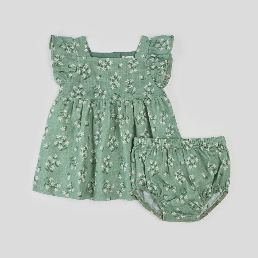 Ensemble 2 pièces robe et cache couche sauge e02b