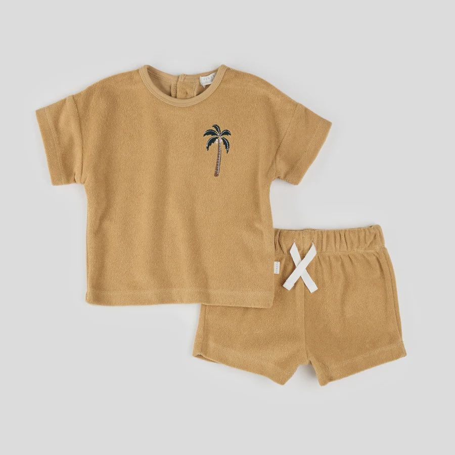 Ensemble 2 pièces T-shirt et short moutarde e01b