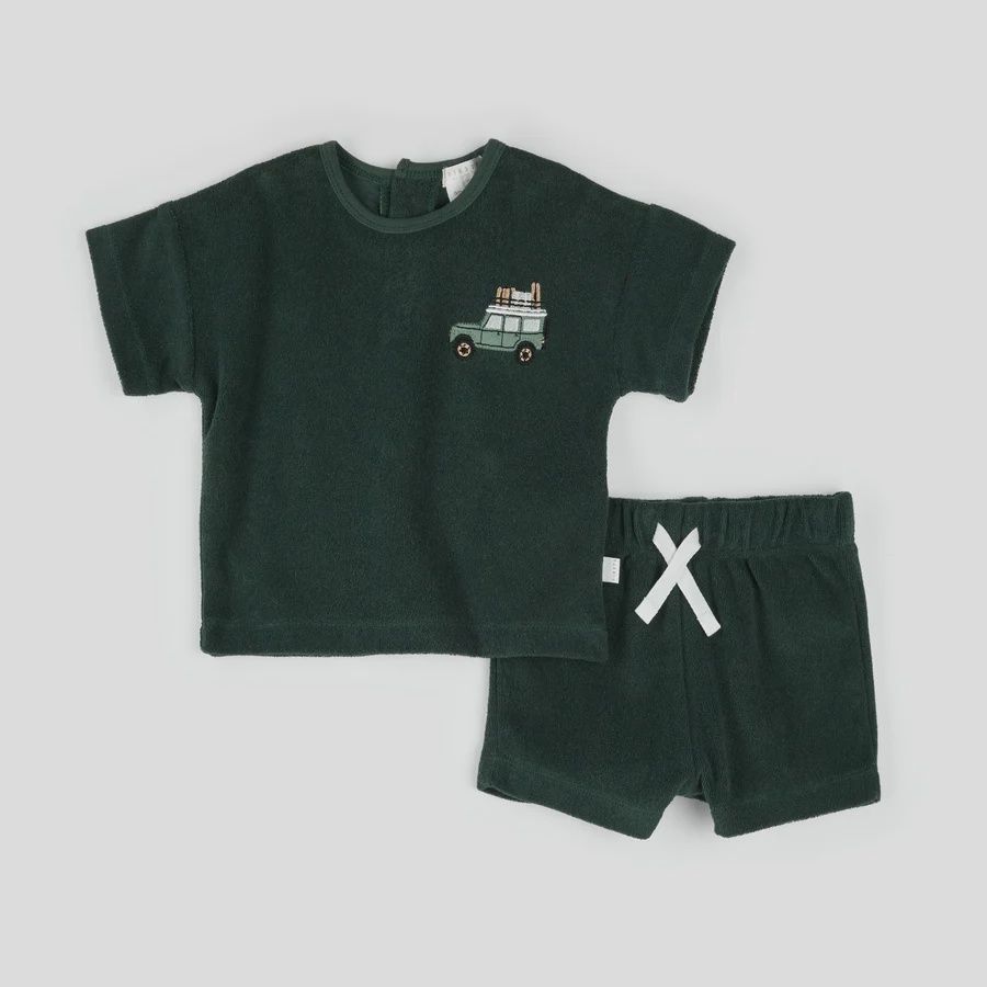 Ensemble 2 pièces T-shirt et short verte e02b