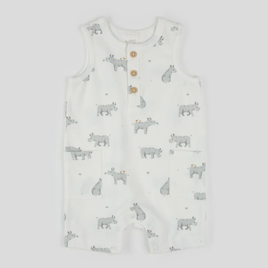 Barboteuse blanche avec rhinocéros n01b