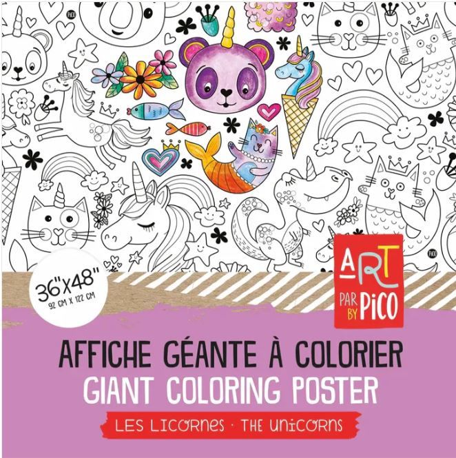 Affiche géante à colorier, Modèle: Licorne