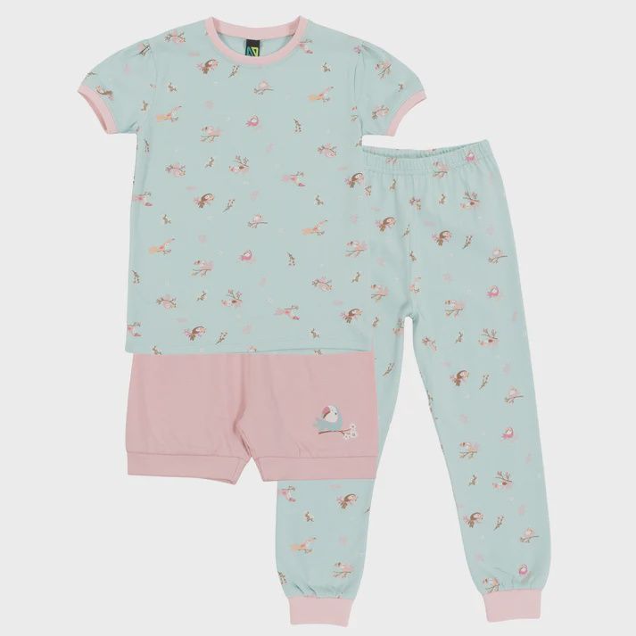 Pyjama  3 pce bleu avec oiseau  p52