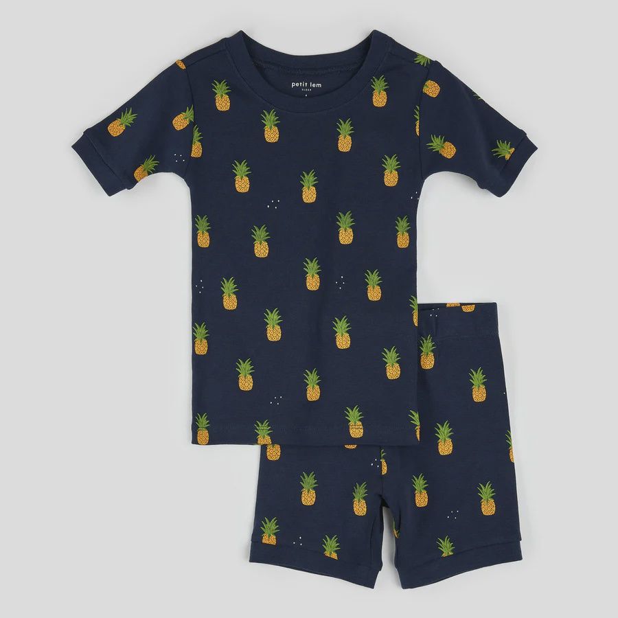 Pyjama 2 pièces court marine avec ananas q04k