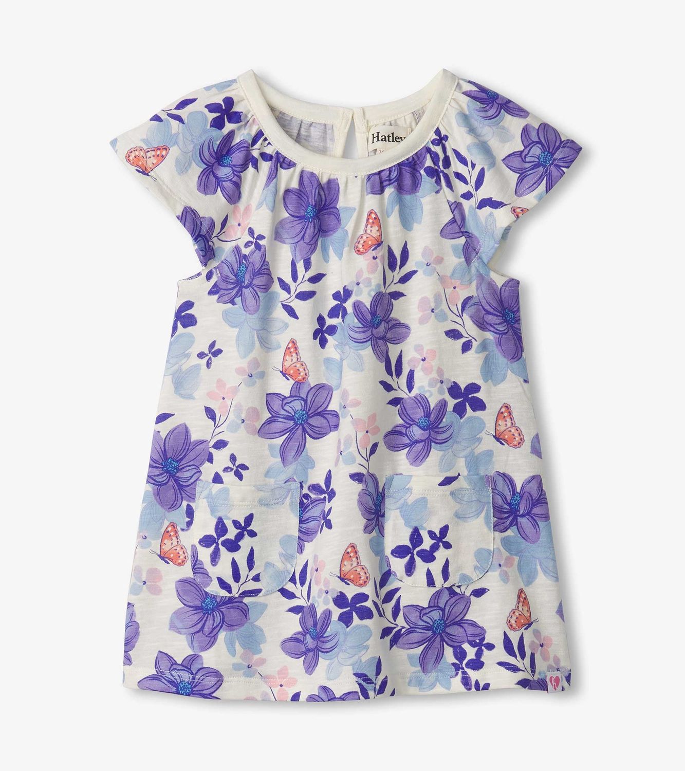 Robe à mancheron flottant avec fleur mauve 1455
