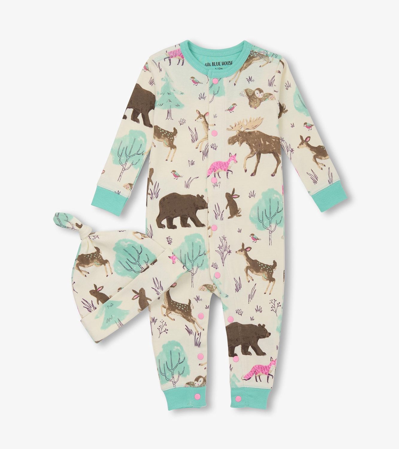 Pyjama et bonnet avec animaux T004