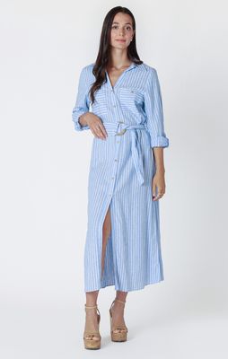 Robe Bleu avec bande blanche 2557