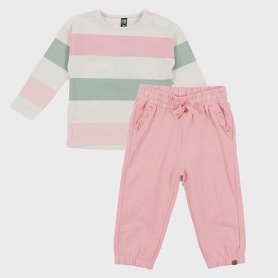 Ensemble T-shirt deux-pièces Bébé Fille Rose Pâle 2554