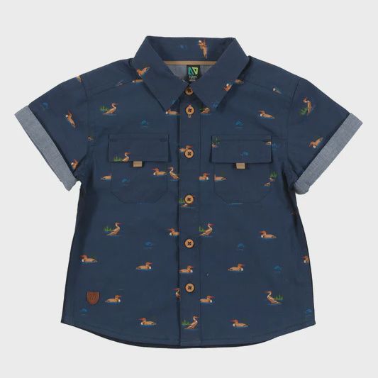 Chemise marine pour bébé motif canard 2553