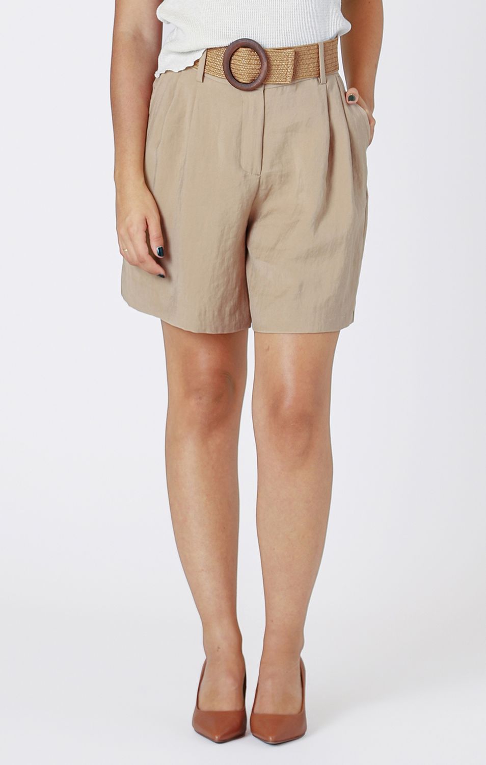 Short ceinturé taupe 2762
