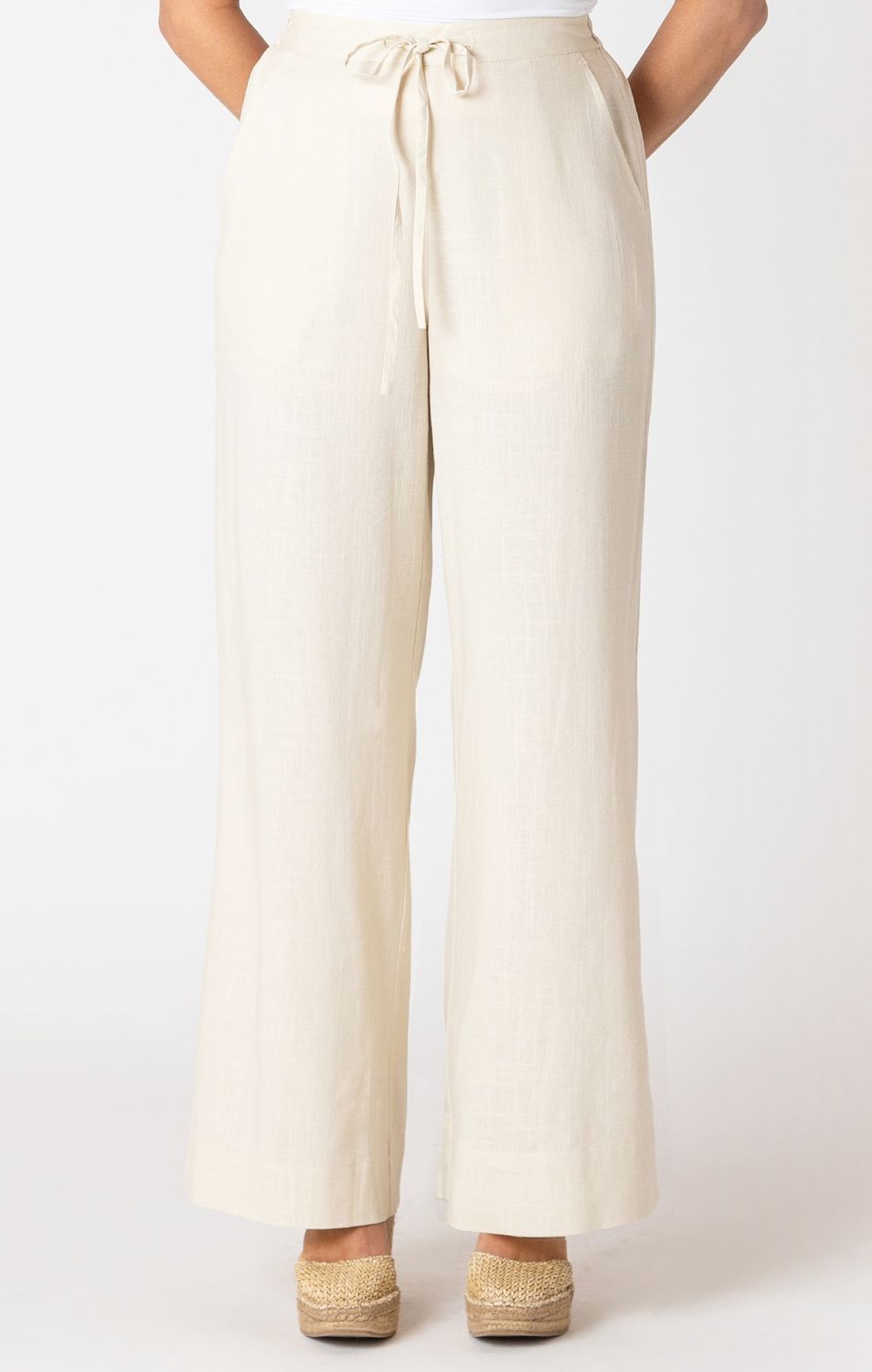 Pantalon à jambre large sable léger 2740