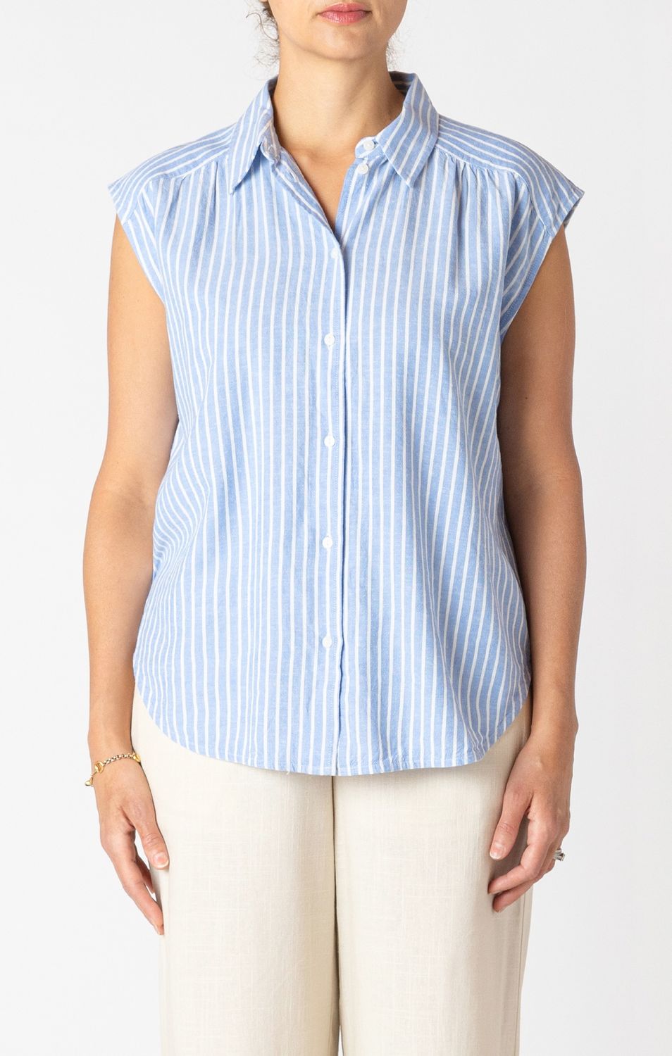 Blouse à col bande blanche 3723