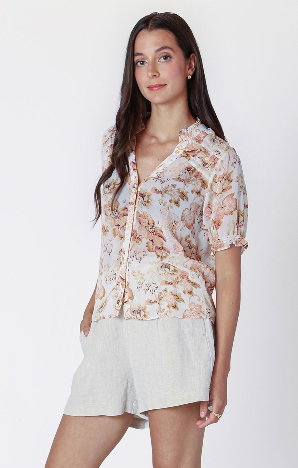 Blouse floral à boutonnages sur le devant 3503