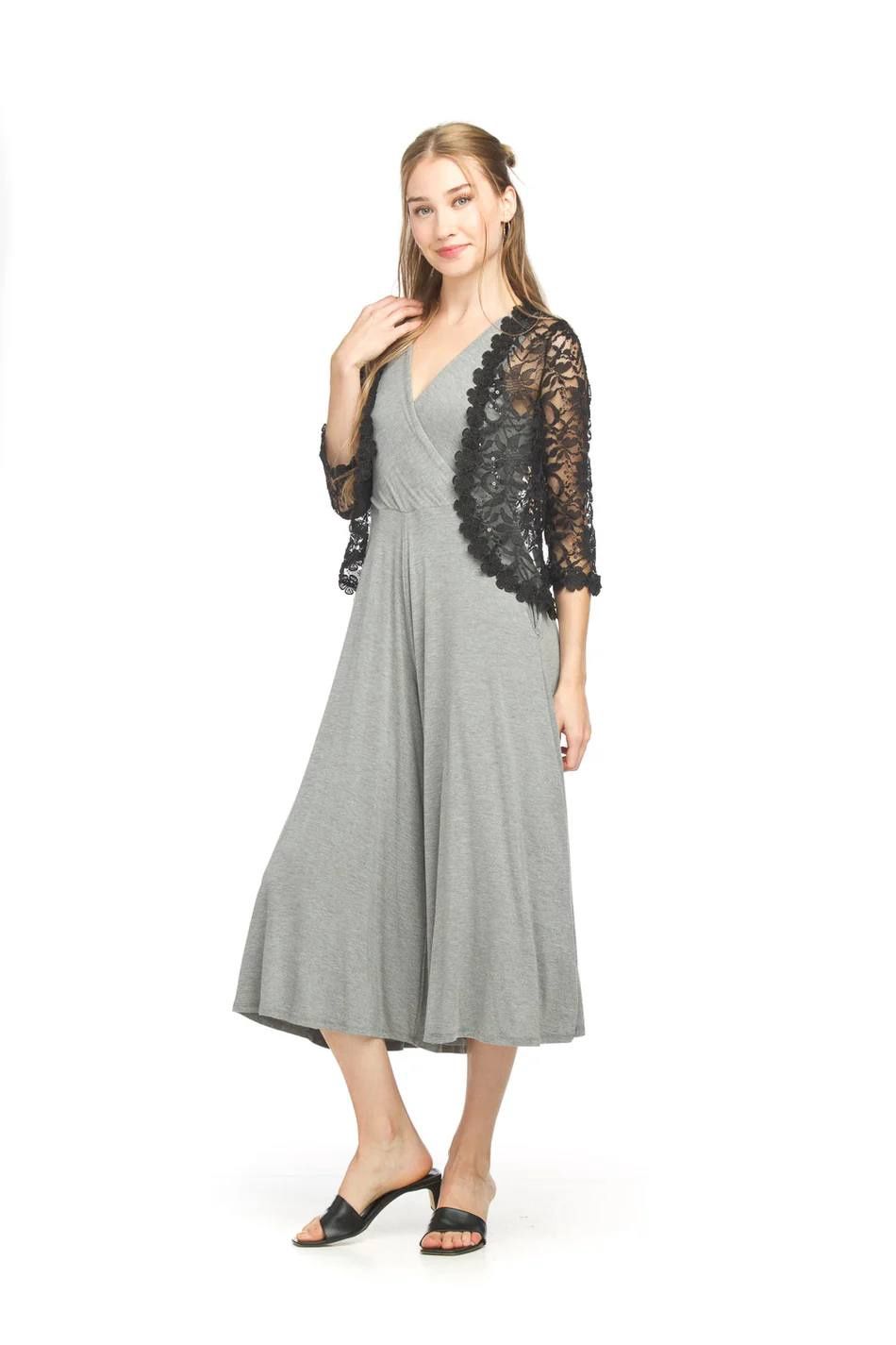 Veste courte dentelle noire fleurie 8083