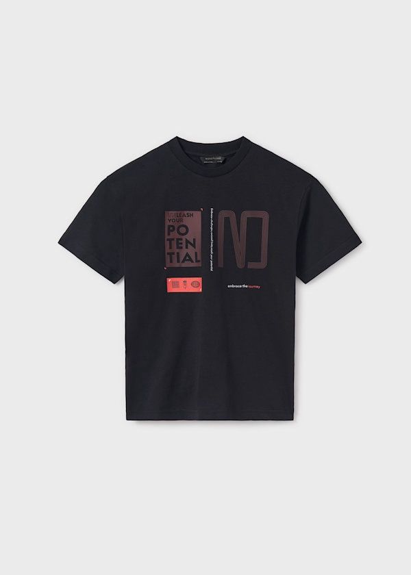 T-shirt noir morif avant rouge 6014