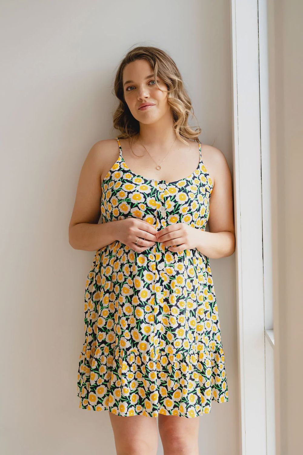 Robe à fleurs jaune &amp; marine