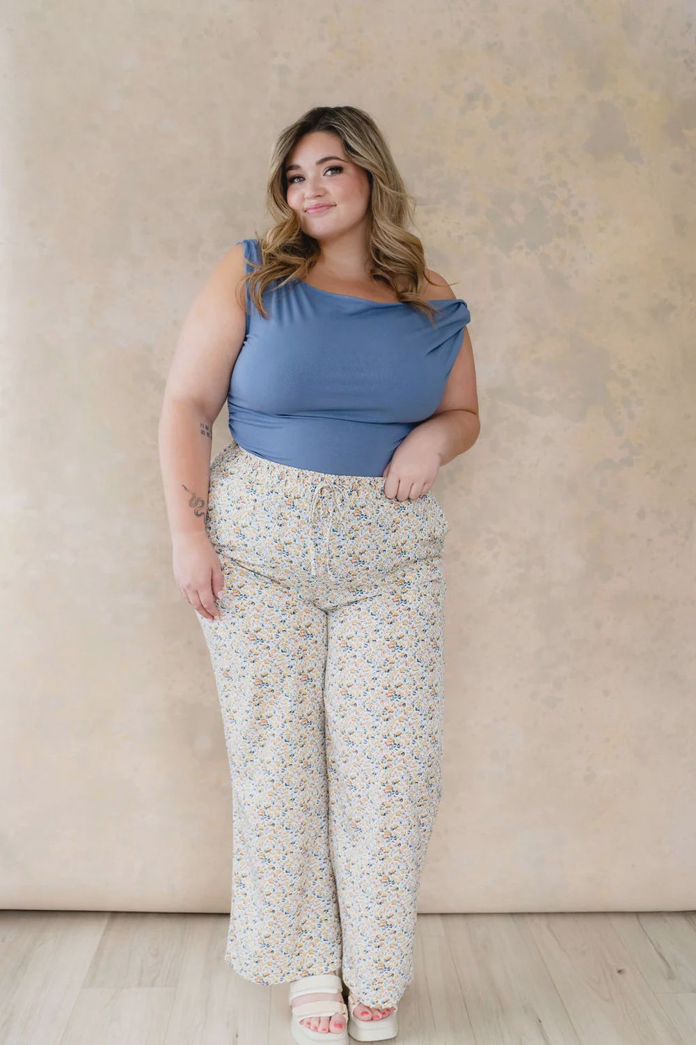 Pantalon à taille élastique fleuri - sunshine
