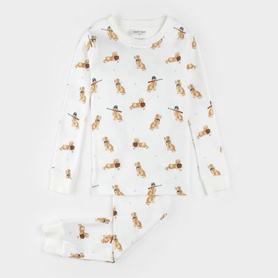 Imprimé Golden Retriever sur un pyjama blanc cassé