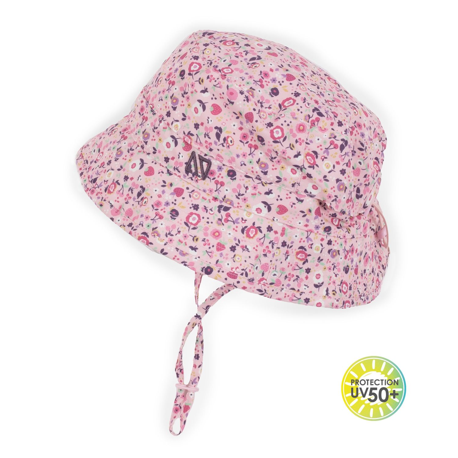 Chapeau UV rose imprimé fleur