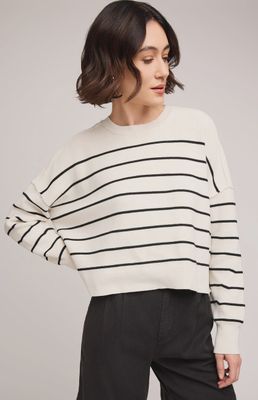 Pull a manche longue crème avec rayures noires 3093