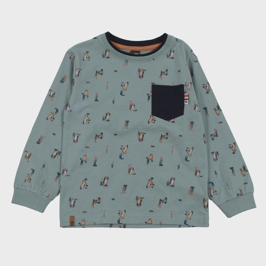 T-shirt manches longues Garçons Vert a motif